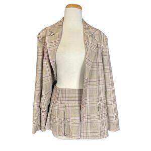 Y2K Peppermayo Plaid Blazer & Mini Skirt Set Pink Gray Preppy Co-Ord 90s Glam